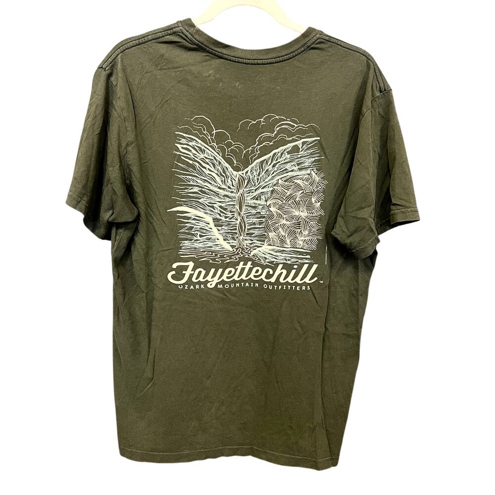 Fayettechill Men's Olive Green Short Sleeve Graphic Tee Medium